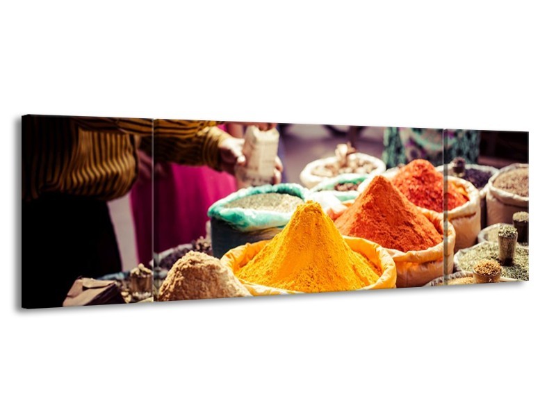 Canvas schilderij Kruinden | Oranje, Bruin, Geel | 170x50cm 3Luik