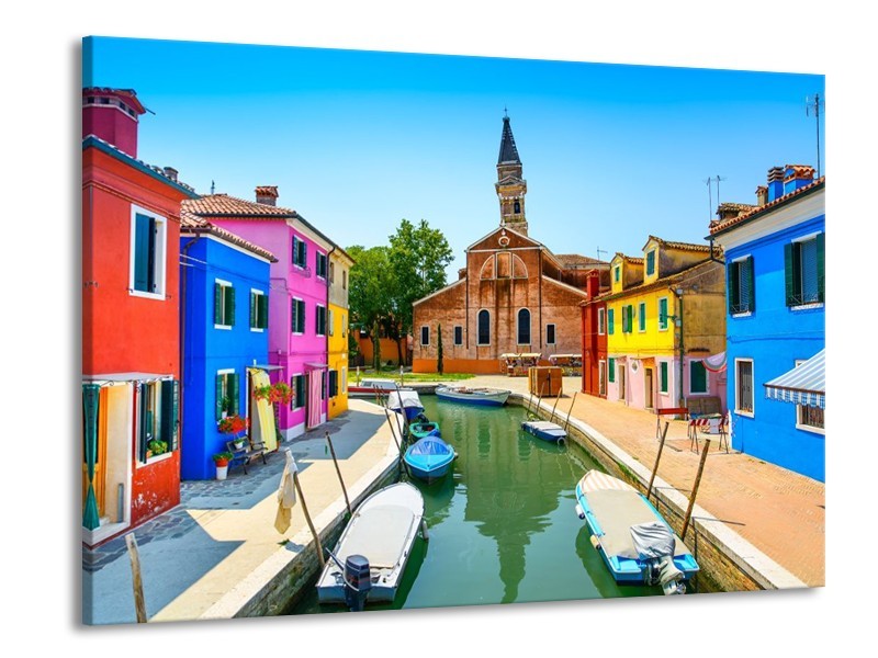 Glas schilderij Venetie | Blauw, Rood, Roze | 100x70cm 1Luik
