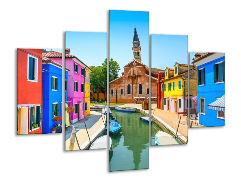 Glas schilderij Venetie | Blauw, Rood, Roze | 100x70cm 5Luik