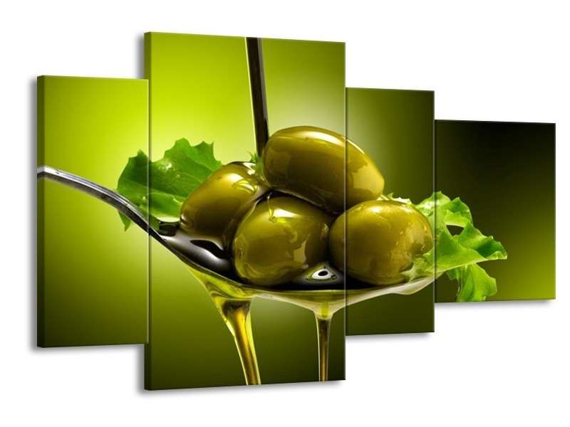 Glas schilderij Olijven | Groen | 120x75cm 4Luik