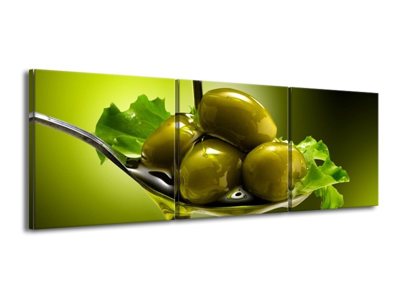 Canvas schilderij Olijven | Groen | 150x50cm 3Luik