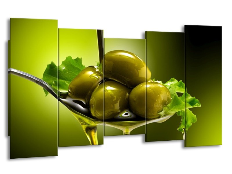 Canvas schilderij Olijven | Groen | 150x80cm 5Luik