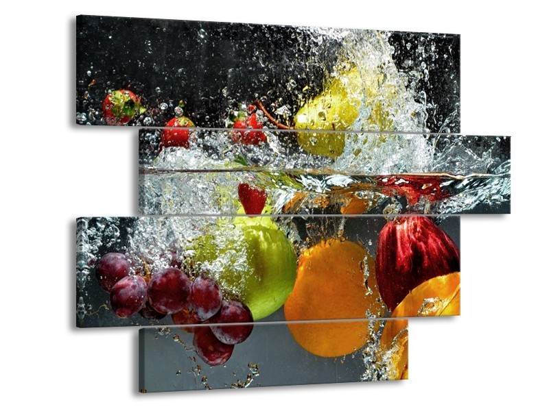Canvas schilderij Fruit | Grijs, Oranje | 115x85cm 4Luik