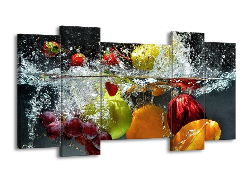 Glas schilderij Fruit | Grijs, Oranje | 120x65cm 5Luik