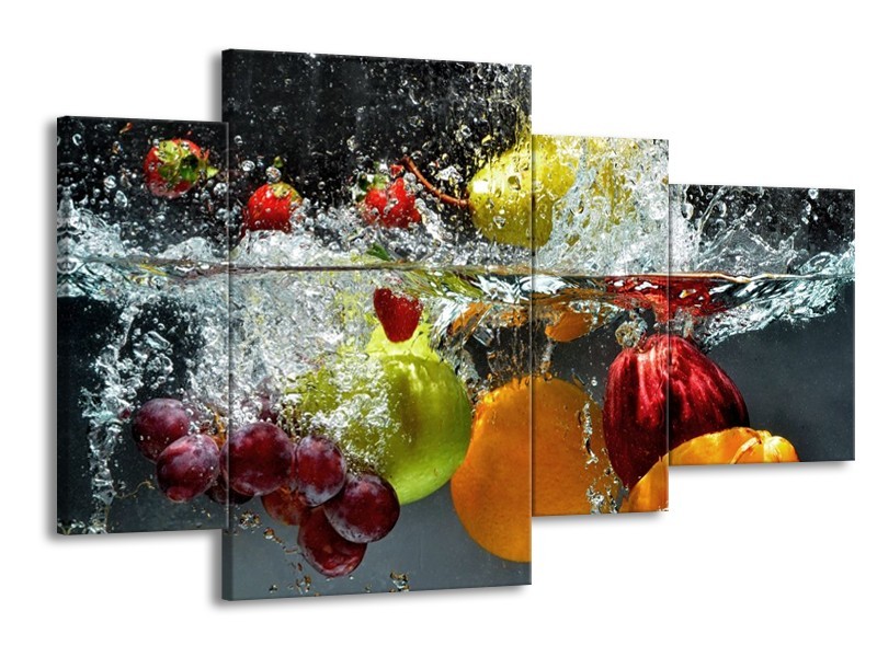 Canvas schilderij Fruit | Grijs, Oranje | 120x75cm 4Luik