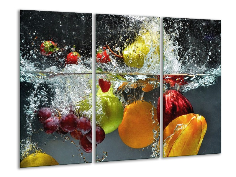 Canvas schilderij Fruit | Grijs, Oranje | 120x80cm 3Luik