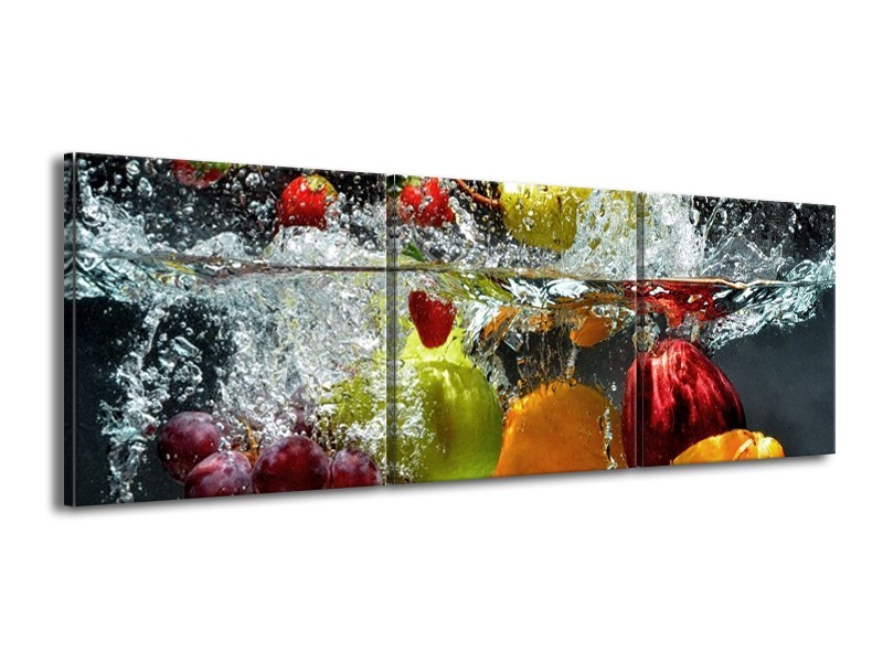 Canvas schilderij Fruit | Grijs, Oranje | 150x50cm 3Luik