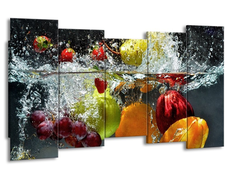 Glas schilderij Fruit | Grijs, Oranje | 150x80cm 5Luik