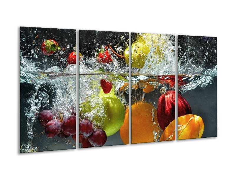 Canvas schilderij Fruit | Grijs, Oranje | 160x80cm 4Luik