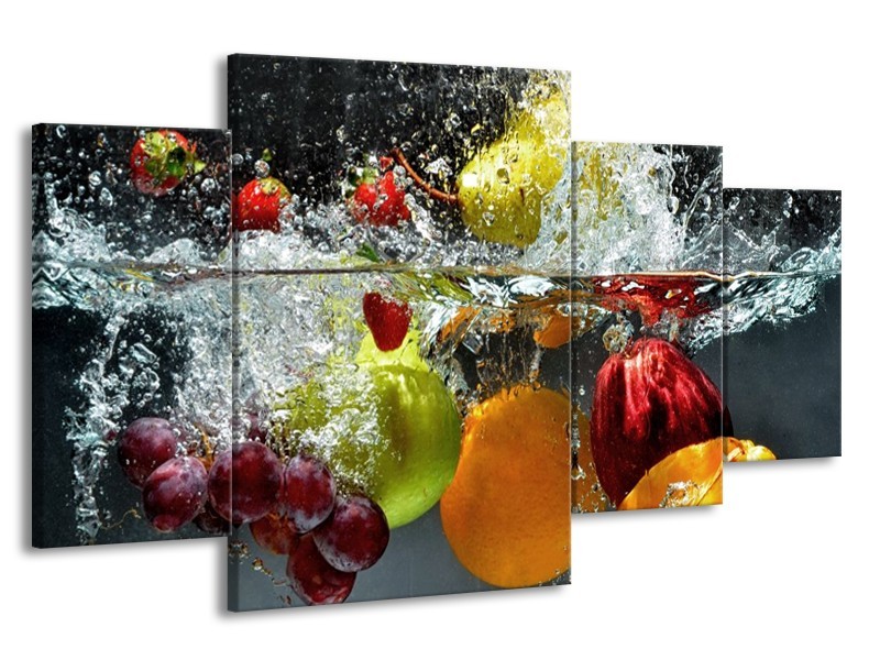 Canvas schilderij Fruit | Grijs, Oranje | 160x90cm 4Luik