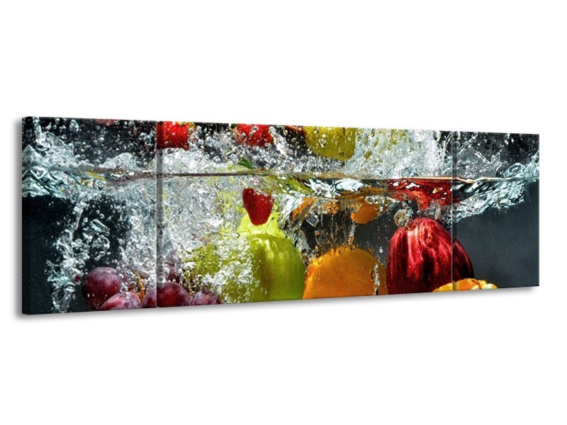 Canvas schilderij Fruit | Grijs, Oranje | 170x50cm 3Luik