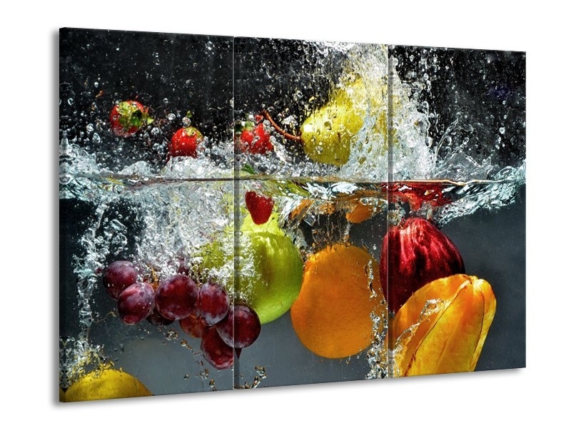 Canvas schilderij Fruit | Grijs, Oranje | 90x60cm 3Luik