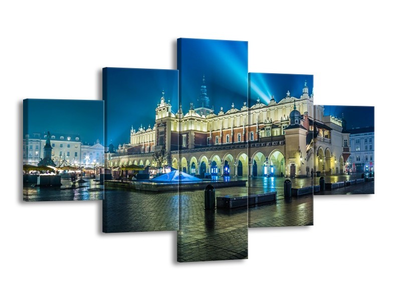 Glas schilderij Gebouw | Grijs, Blauw | 125x70cm 5Luik