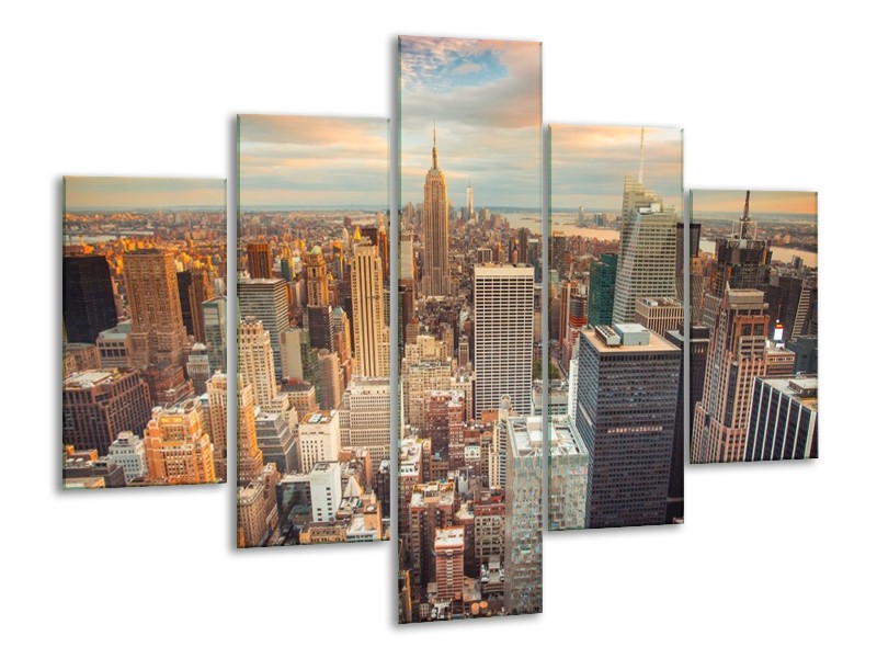 Glas schilderij Wolkenkrabber | Bruin, Grijs | 100x70cm 5Luik