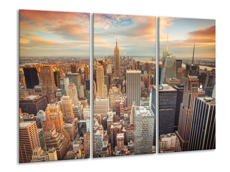 Glas schilderij Wolkenkrabber | Bruin, Grijs | 120x80cm 3Luik