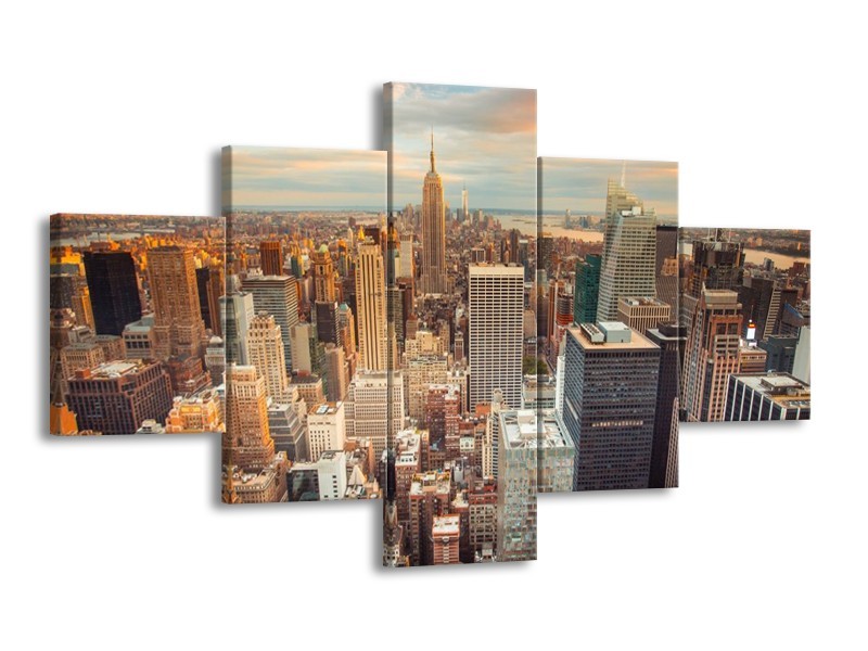 Glas schilderij Wolkenkrabber | Bruin, Grijs | 125x70cm 5Luik