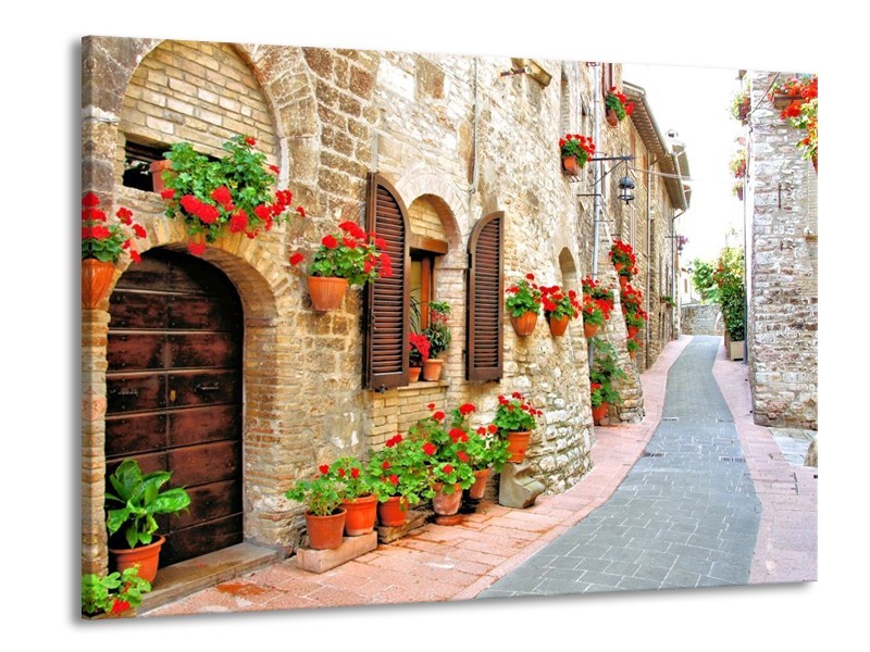 Glas schilderij Vakantie | Crème, Rood, Bruin | 100x70cm 1Luik