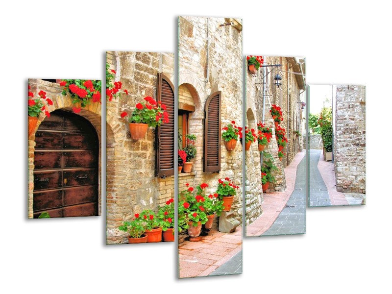 Glas schilderij Vakantie | Crème, Rood, Bruin | 100x70cm 5Luik