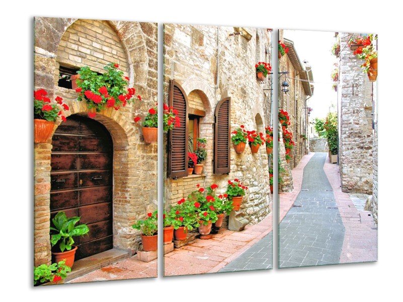 Glas schilderij Vakantie | Crème, Rood, Bruin | 120x80cm 3Luik