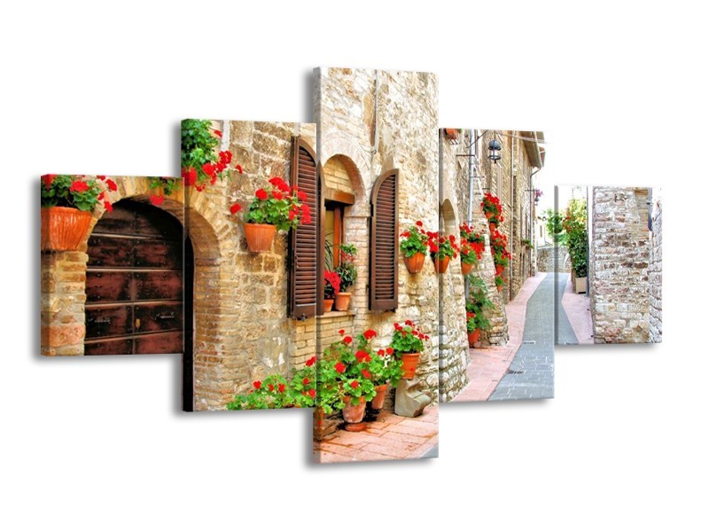 Glas schilderij Vakantie | Crème, Rood, Bruin | 125x70cm 5Luik