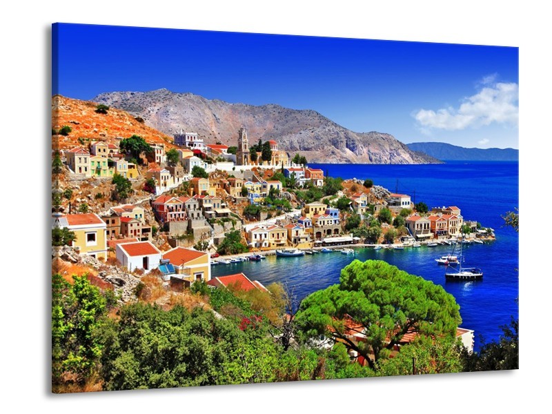 Glas schilderij Uitzicht | Blauw, Oranje | 100x70cm 1Luik