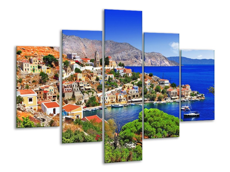 Glas schilderij Uitzicht | Blauw, Oranje | 100x70cm 5Luik