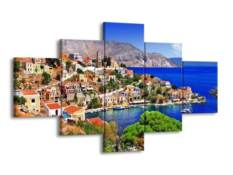 Glas schilderij Uitzicht | Blauw, Oranje | 125x70cm 5Luik