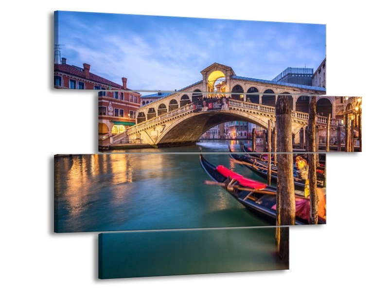 Glas schilderij Venetië | Blauw, Groen, Bruin | 115x85cm 4Luik