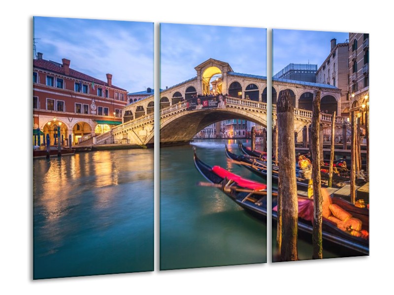 Glas schilderij Venetië | Blauw, Groen, Bruin | 120x80cm 3Luik