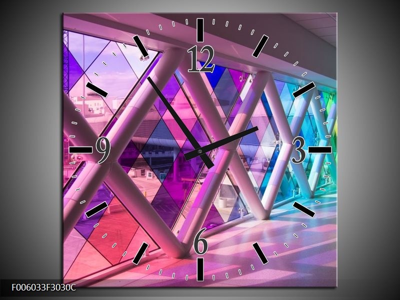 Klok schilderij Modern | Paars, Roze, Geel | 30x30cm 1Luik