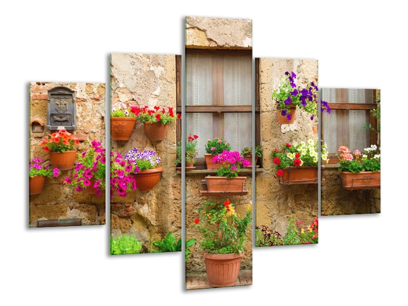 Glas schilderij Huis | Groen, Bruin | 100x70cm 5Luik