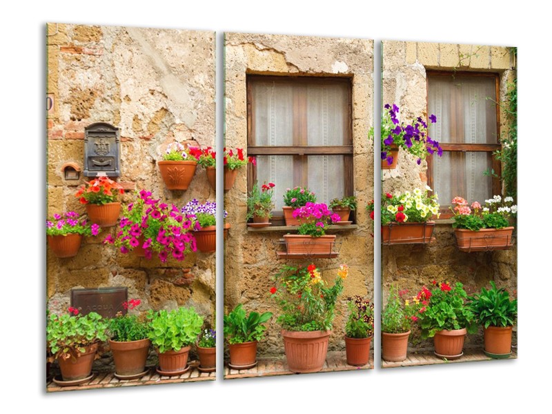 Glas schilderij Huis | Groen, Bruin | 120x80cm 3Luik