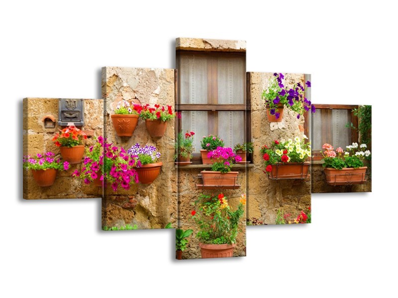 Glas schilderij Huis | Groen, Bruin | 125x70cm 5Luik