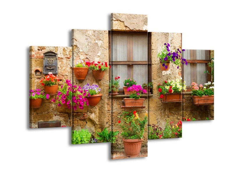 Glas schilderij Huis | Groen, Bruin | 150x105cm 5Luik
