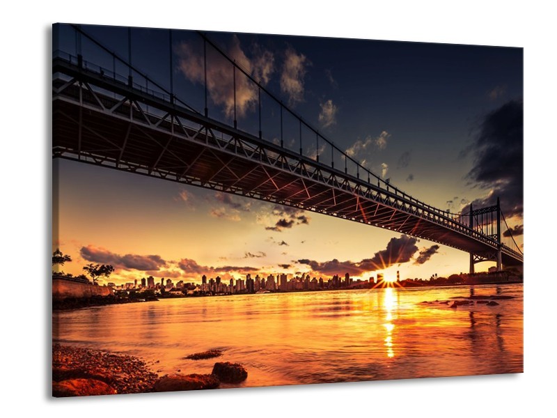 Glas schilderij Brug | Oranje, Bruin, Geel | 100x70cm 1Luik