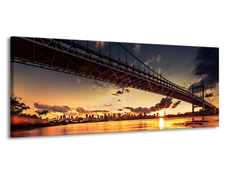 Canvas schilderij Brug | Oranje, Bruin, Geel | 145x58cm 1Luik