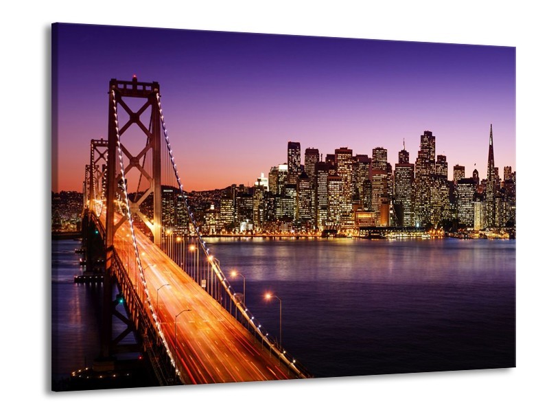 Glas schilderij Brug | Oranje, Paars | 100x70cm 1Luik