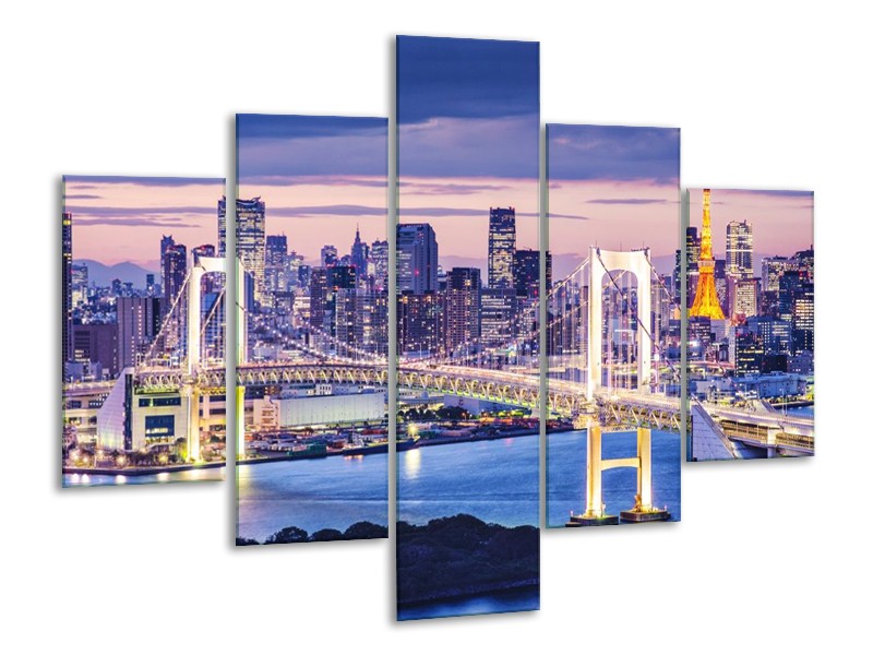 Glas schilderij Brug | Blauw, Grijs | 100x70cm 5Luik