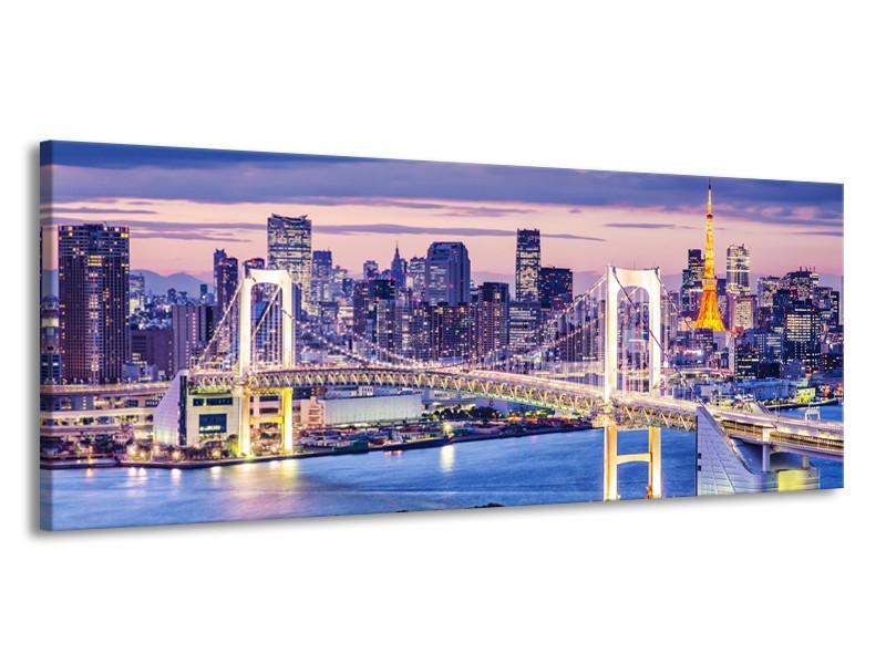 Canvas schilderij Brug | Blauw, Grijs | 145x58cm 1Luik