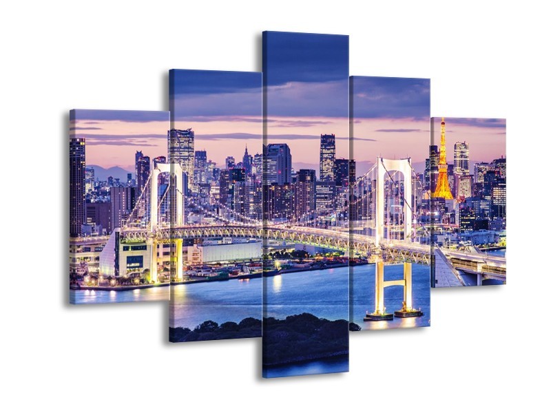 Glas schilderij Brug | Blauw, Grijs | 150x105cm 5Luik