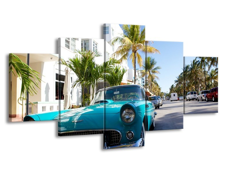 Glas schilderij California | Groen, Blauw, Wit | 150x80cm 5Luik