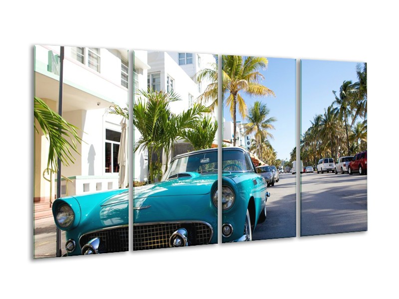 Glas schilderij California | Groen, Blauw, Wit | 160x80cm 4Luik