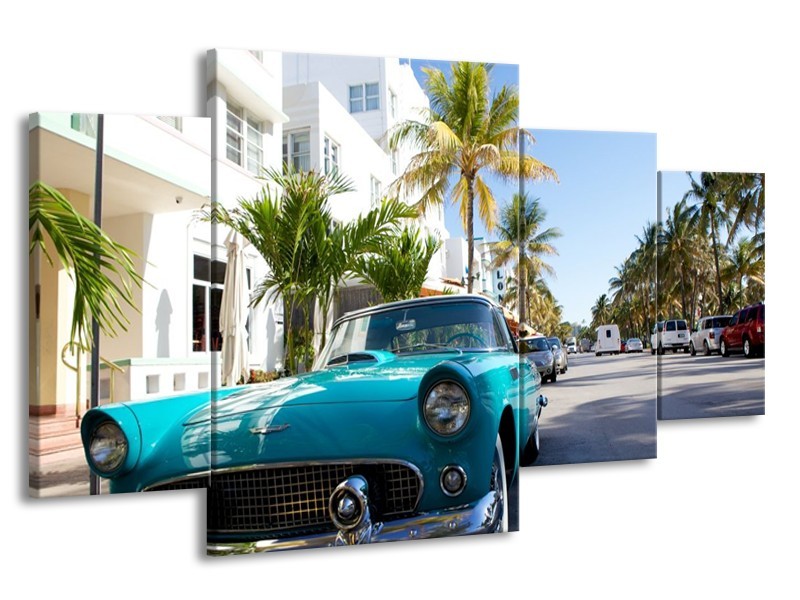 Glas schilderij California | Groen, Blauw, Wit | 160x90cm 4Luik