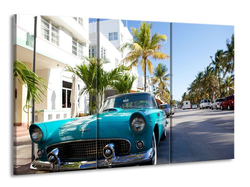 Glas schilderij California | Groen, Blauw, Wit | 165x100cm 3Luik