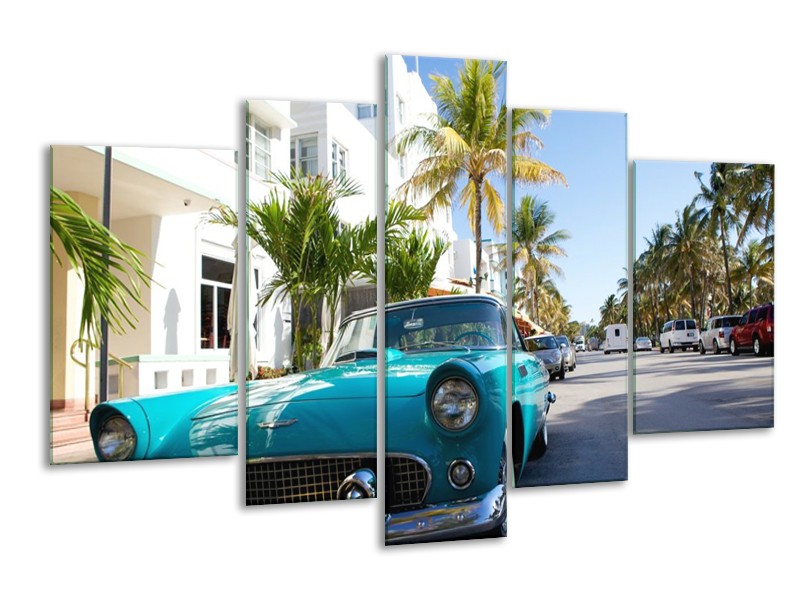 Glas schilderij California | Groen, Blauw, Wit | 170x100cm 5Luik