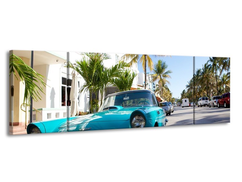 Glas schilderij California | Groen, Blauw, Wit | 170x50cm 3Luik