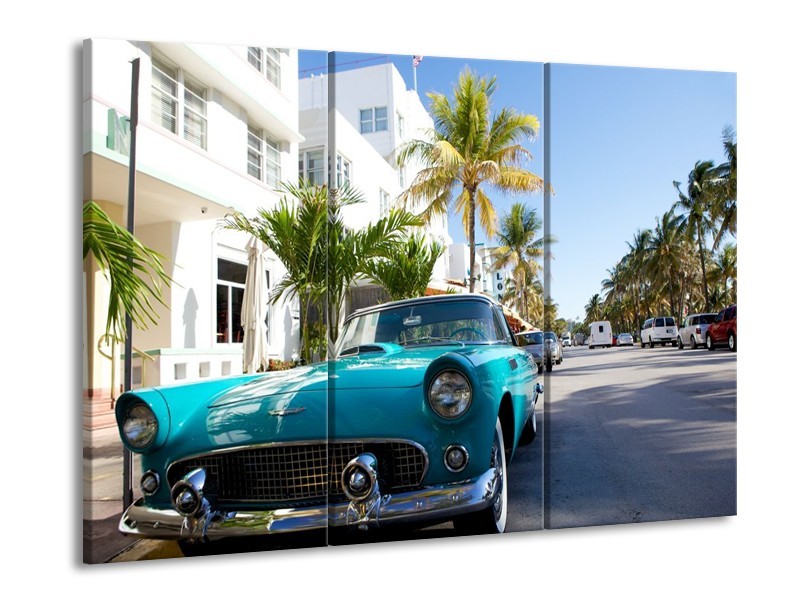 Glas schilderij California | Groen, Blauw, Wit | 90x60cm 3Luik