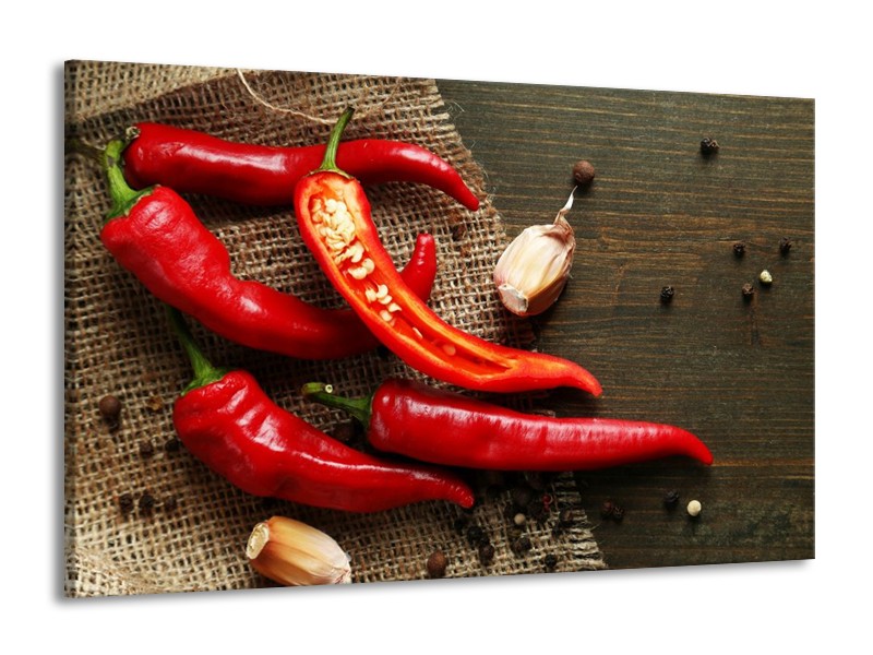 Canvas schilderij Paprika | Rood, Bruin | 140x90cm 1Luik