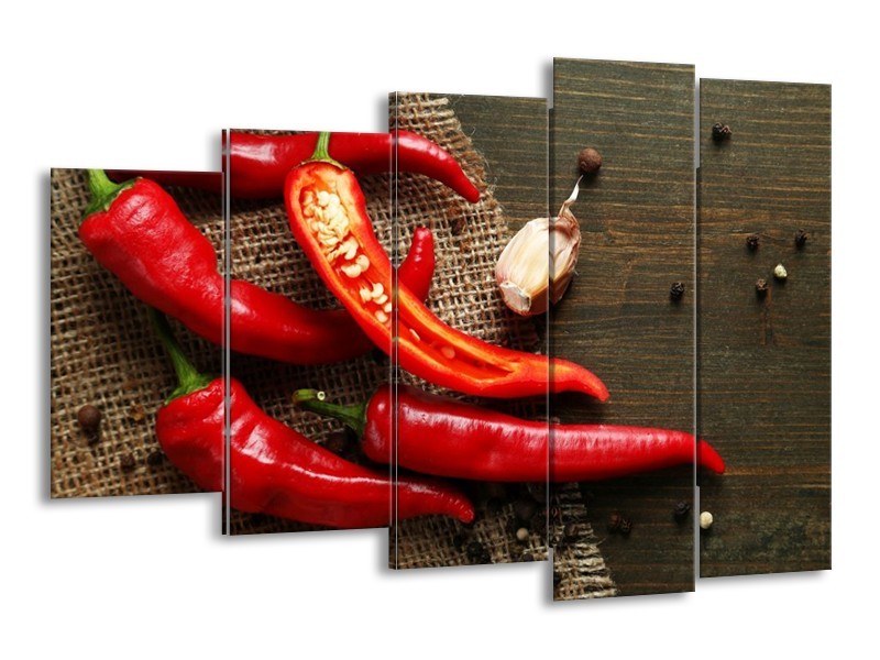 Canvas schilderij Paprika | Rood, Bruin | 150x100cm 5Luik