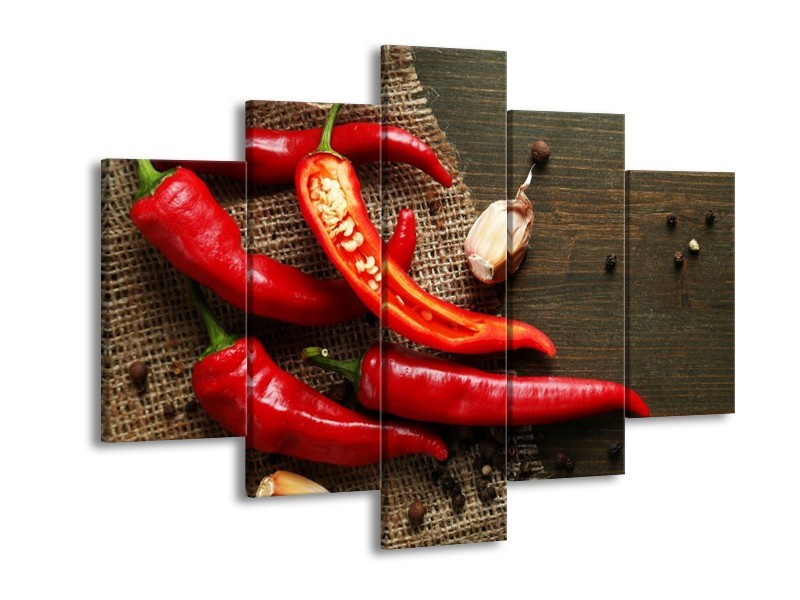 Canvas schilderij Paprika | Rood, Bruin | 150x105cm 5Luik